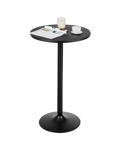 Gymax 24" Round Pub Table Bistro Bar Height Cocktail Table W/Metal Base Indoor