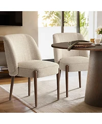 Maison Boucle Upholstered Dining Chairs Set of 2, Solid Wood Legs, Room