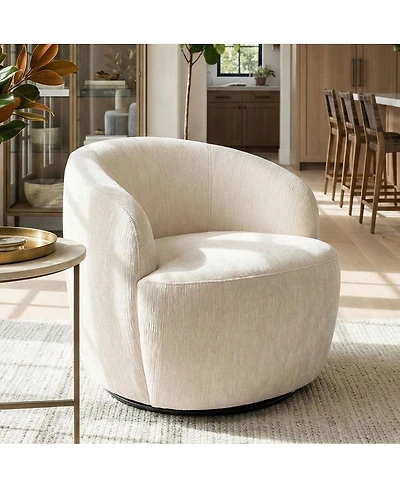 Maison Boucle Modern Swivel Barrel Accent Chair, Upholstered Lounge 1 Piece