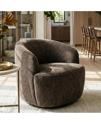 Maison Boucle Modern Swivel Barrel Accent Chair, Upholstered Lounge 1 Piece