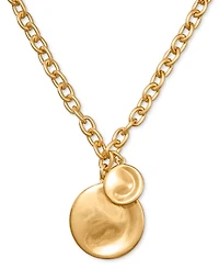Donna Karan Worn 24k Gold Plated Wave Coin Pendant Necklace