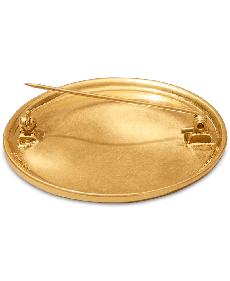 Donna Karan Worn 24k Gold Plated Wave Coin Brooch
