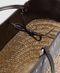 Mango Women's Studs Raffia Shopper Bag