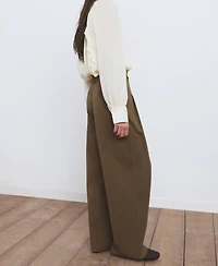 Mango Women's Belt Detail Straight Pants