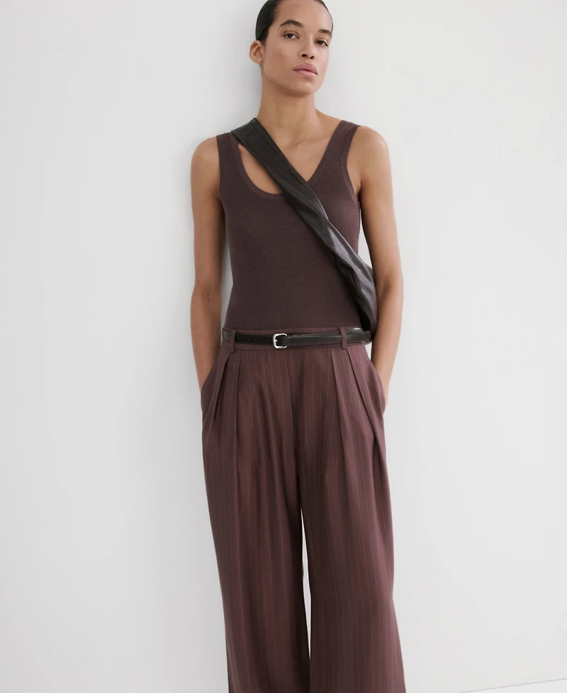 Mango Women's Pinstripe Combination Jumpsuit