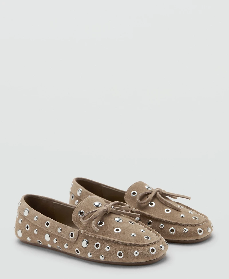 Mango Women's Eyelets Suede Loafers