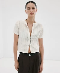 Mango Women's Openwork Knit Cardigan Sweater