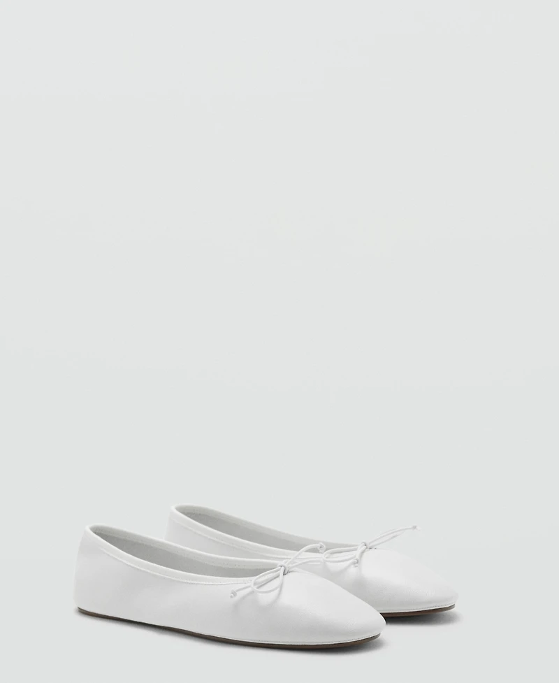 Mango Women's Bow Leather Ballet Flats