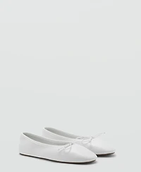 Mango Women's Bow Leather Ballet Flats