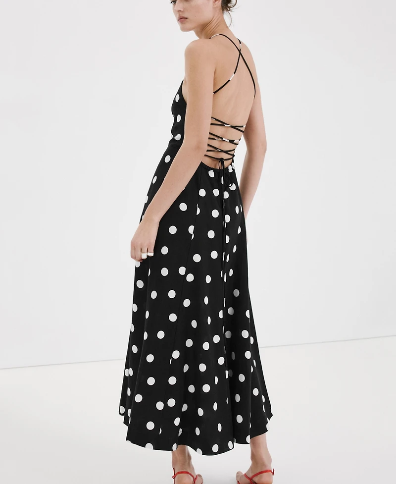 Mango Women's Lyocell Polka Dot Dress