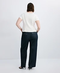 Mango Women's Side Buttons Wide-Leg Jeans