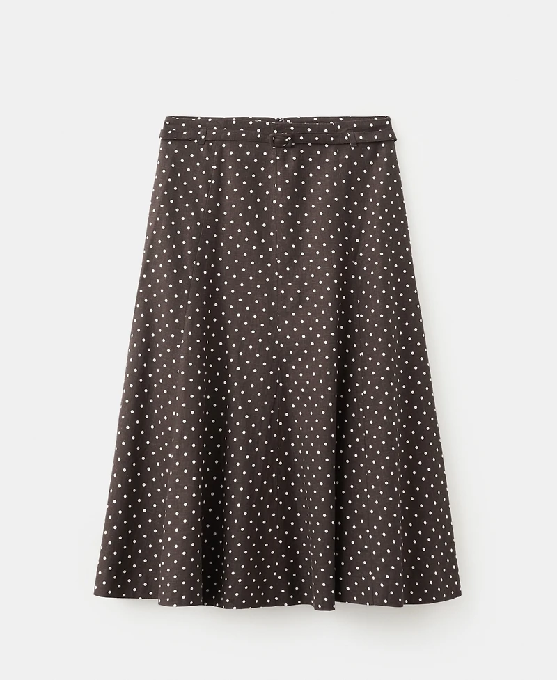 Mango Women's Polka-Dot Linen Skirt