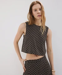 Mango Women's Polka-Dot Linen Top