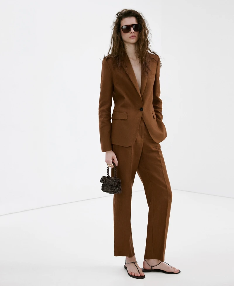 Mango Women's Linen Suit Blazer