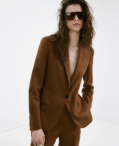 Mango Women's Linen Suit Blazer