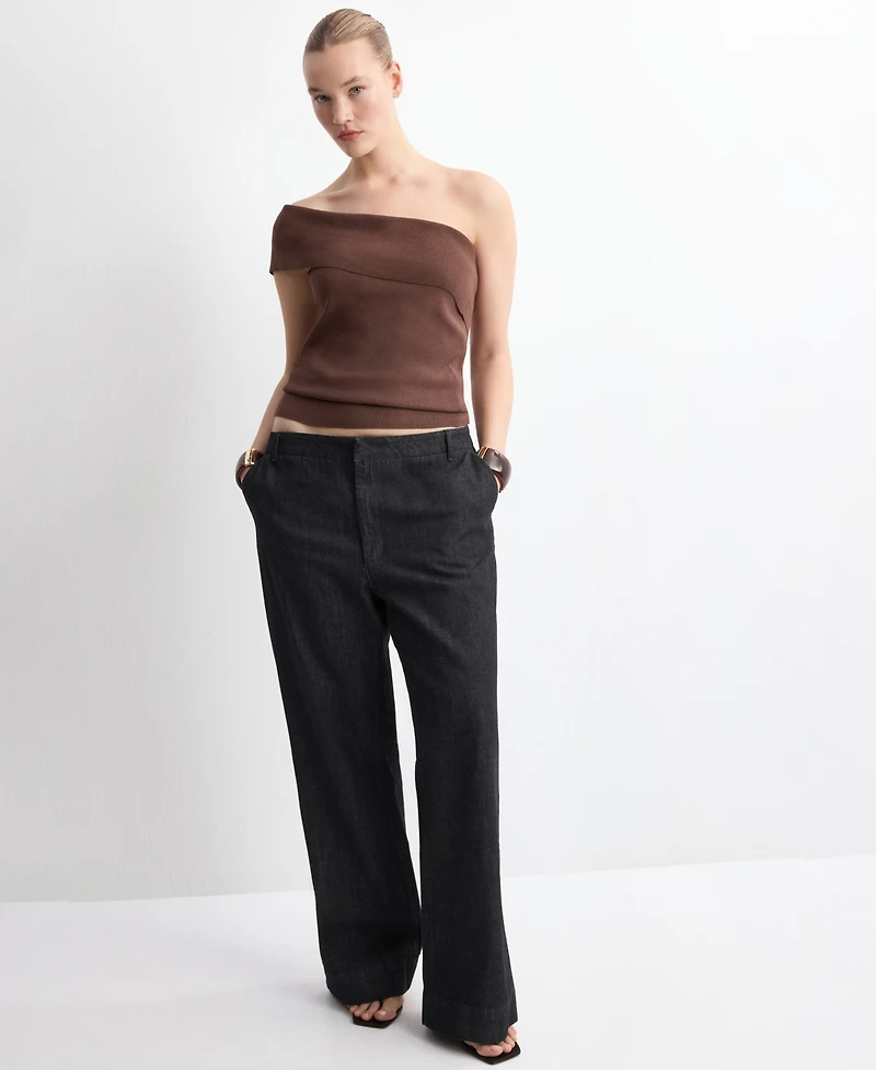 Mango Women's Strapless Knitted Top