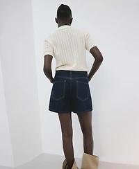 Mango Women's Straight Mid-Rise Denim Shorts