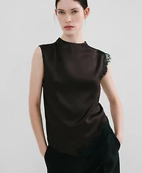 Mango Women's Lace Trim Top