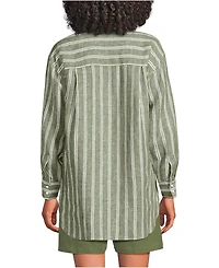 Lands' End Women's Linen Oversized Button Front Shirt