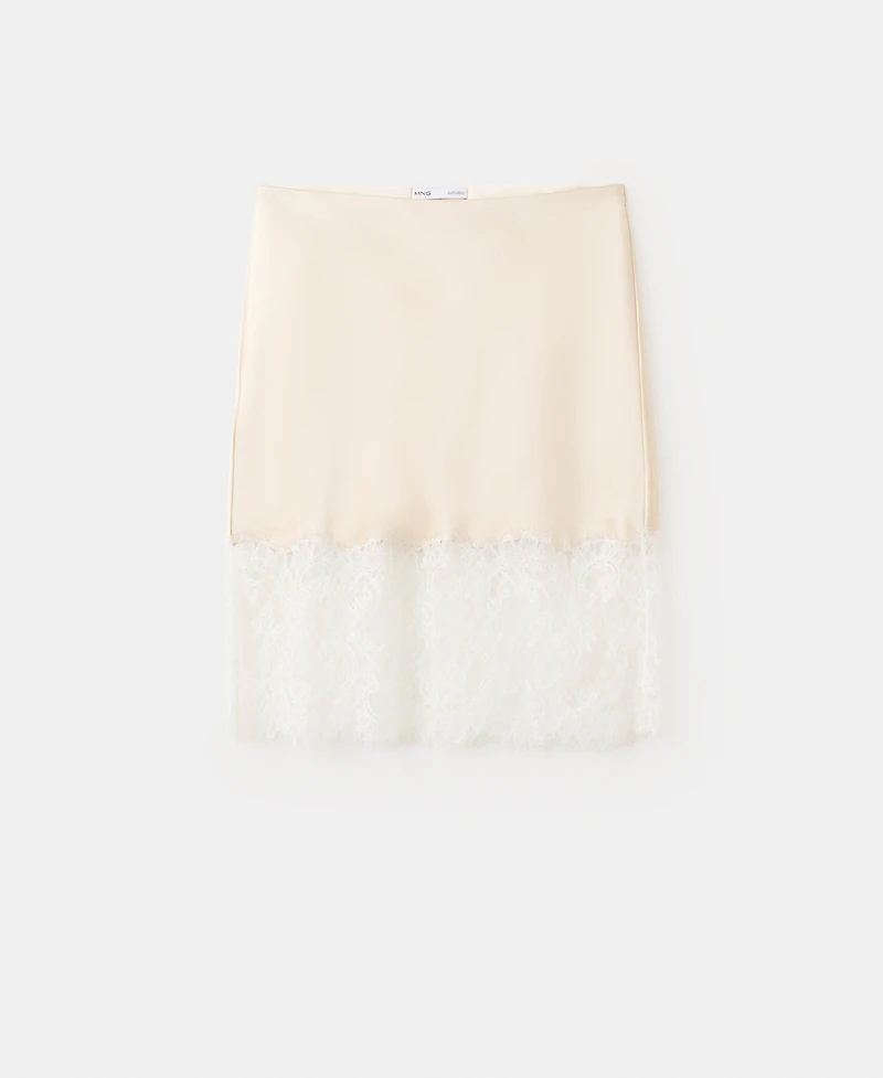 Mango Women's Lingerie-Style Lace Skirt