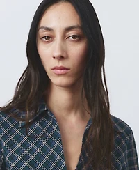 Mango Women's Gathered Check Blouse