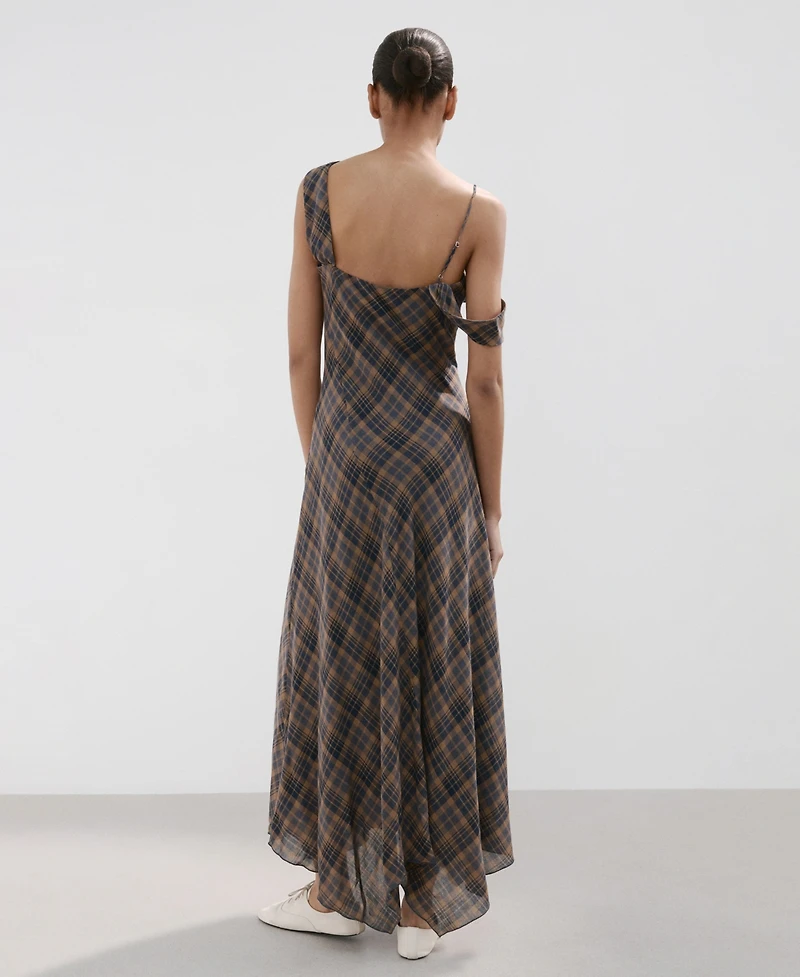 Mango Women's Check Asymmetrical Dress
