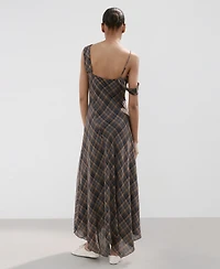 Mango Women's Check Asymmetrical Dress