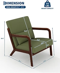 gaomon Mid-Century Modern Accent Chair,Fine Wale Corduroy Upholstery,Solid Wood Armchair with Removable Lumbar Pillow,Sturdy Reading Chair.