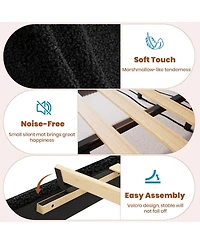 Homfan Boucle Upholstered Bed Frame with 2 Storage Drawers, Led Headboard and Wood Slats