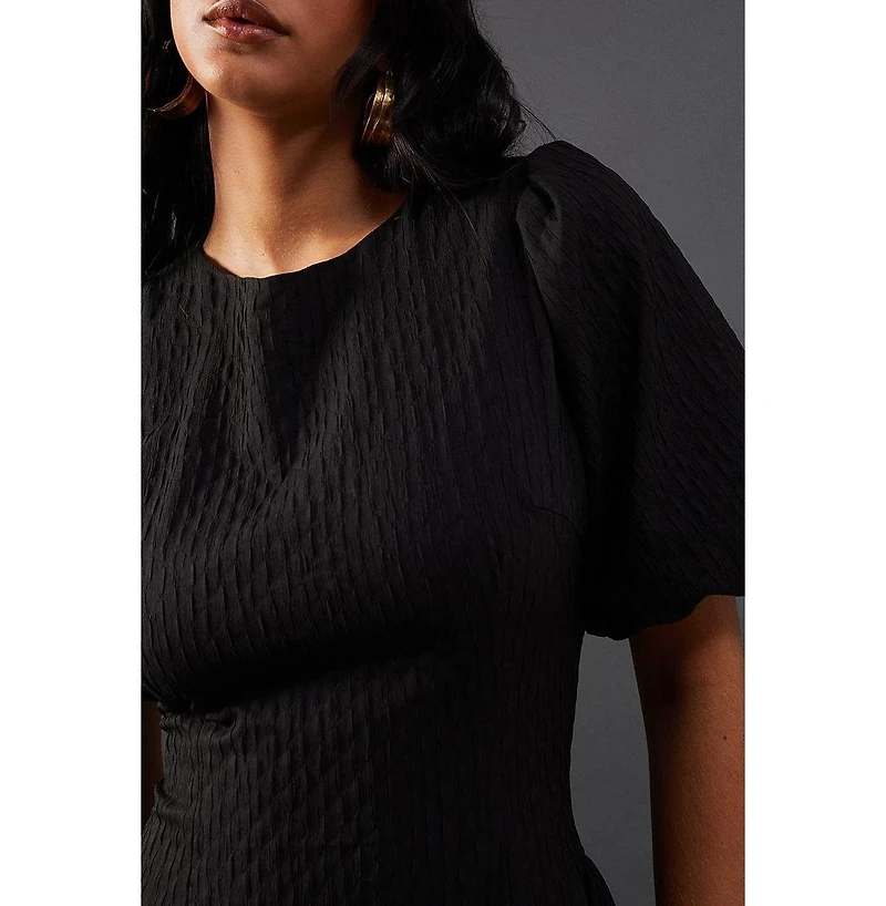 Warehouse Women's Seersucker Puff Sleeve Midi Dress