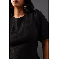 Warehouse Women's Seersucker Puff Sleeve Midi Dress
