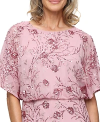 Sl Fashions Women's Sequined Blouson Midi Dress