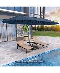 Sugift 15 5 Feet Extra Large Patio Umbrella with Led Solar Lights and Crank Handle