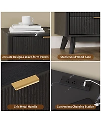 gaomon Home Set of 2, 3-Drawer Nightstand Wooden Storage Cabinet