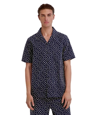 Karl Lagerfeld Paris Men's Embroidered Diamond Button-Down Shirt