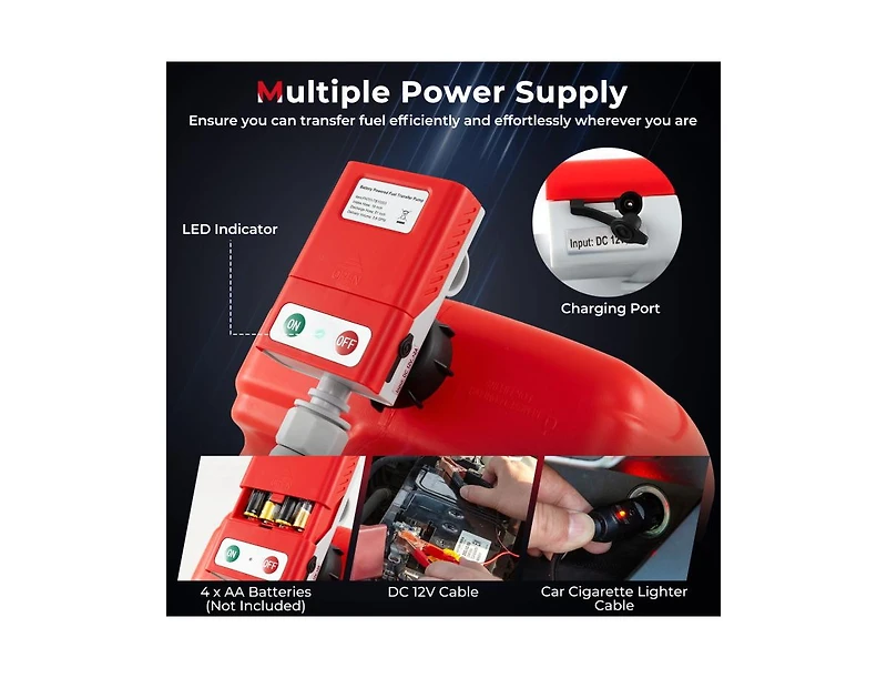 Sugift Portable Fuel Transfer Pump with Flow Control Nozzle