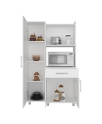 Fm Furniture Soul Kitchen Storage Cabinet with Microwave Shelf, Drawer, and Open Compartments