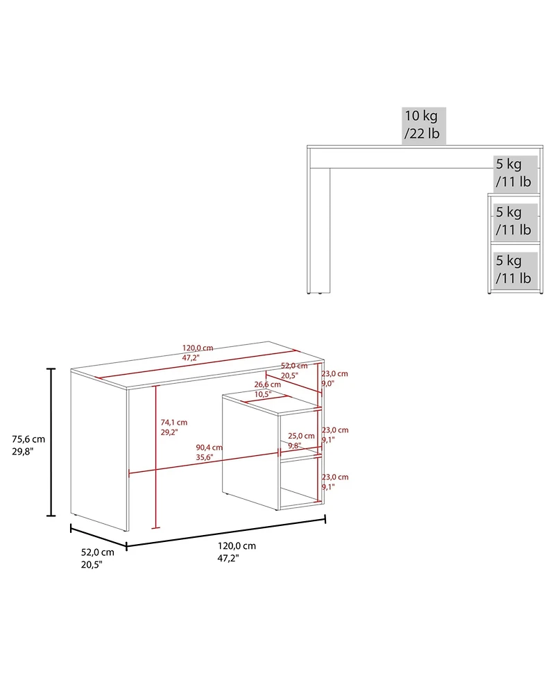 Fm Furniture Star Office Desk with Storage and Minimalist Design, Wenge