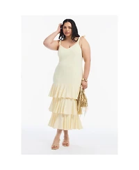 June & Vie Women's and Tie-Strap Ruffle Maxi Dress
