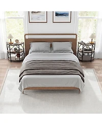 Gymax 3-Tier Half Round End Table Set of 2 with Study Metal Frame Storage Shelves