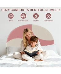 Homfan Modern Boucle Upholstered Kids Bed Frame - Arch Headboard, Wooden Slats, No Box Early Season Needed, Easy Assembly
