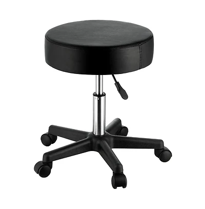 Sugift Adjustable Height Rolling Stool with 400 lbs Capacity, 15.7 in Pu Leather Cushion, 5 Swivel Casters