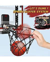 HopeRock Indoor Basketball Hoop for Kids, Over The Door Mini Basketball Hoops, with Led Light, Scoreboard, Birthday Toys Gifts