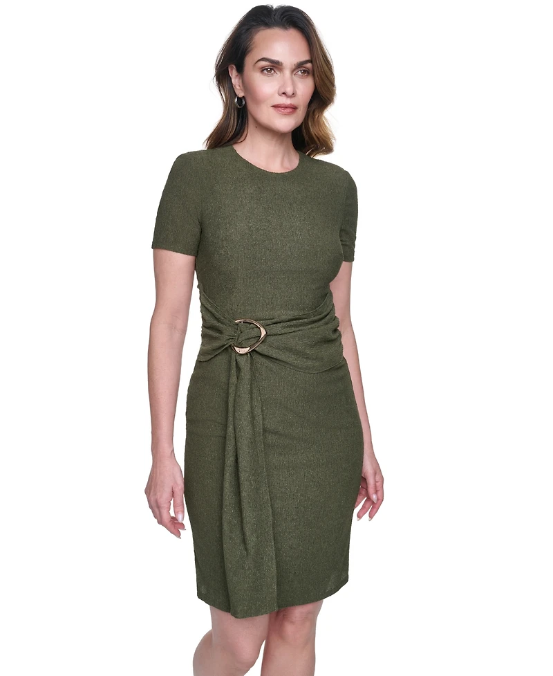 Vince Camuto Women's Textured Knit Draped Waist Bodycon Dress