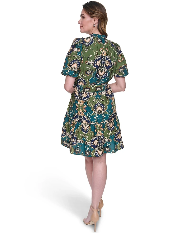 Vince Camuto Women's Printed Puff-Sleeve Dress