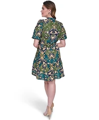 Vince Camuto Women's Printed Puff-Sleeve Dress