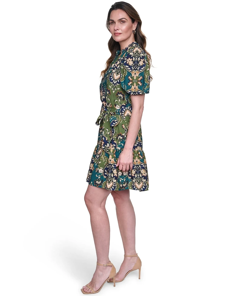 Vince Camuto Women's Printed Puff-Sleeve Dress