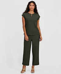 Anne Klein Essentials Petite Keyhole Neck Top