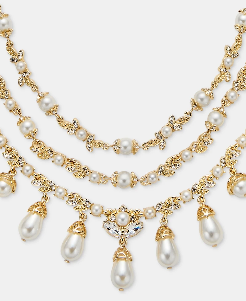 Lauren Ralph Lauren Crystal & Imitation Pearl Layered Statement Necklace, 18" + 3" extender