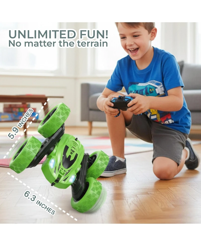 Sperric Boys Rc Stunt Toy Car for Kids, Rechargeable Remote Control Car with 360degree(s) Flips, Double-Sided Driving and Headlights